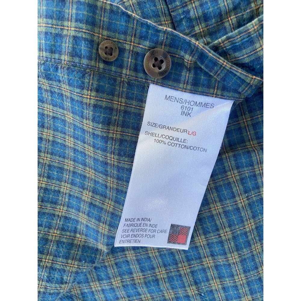 Woolrich Men’s Plaid 100% Cotton Green Long Sleeve Button Down Shirt Size Large - Picture 8 of 13